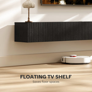 71" Floating TV Stand for TVs up to 72 Inch, Wall Mount Media Console with 2 Fluted Flip-Down Doors – view 3