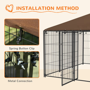 4.6' x 4.6' x 5' Outdoor Dog Kennel with Canopy, Rotating Bowls, Coffee – view 20