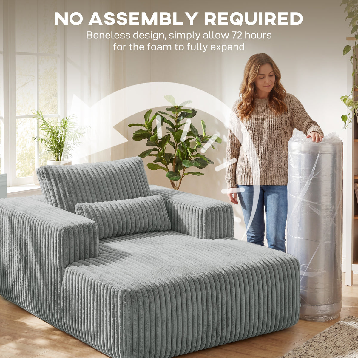 Sofa Bed, Sleeper Chair Bed with Pillow, Single, Grey