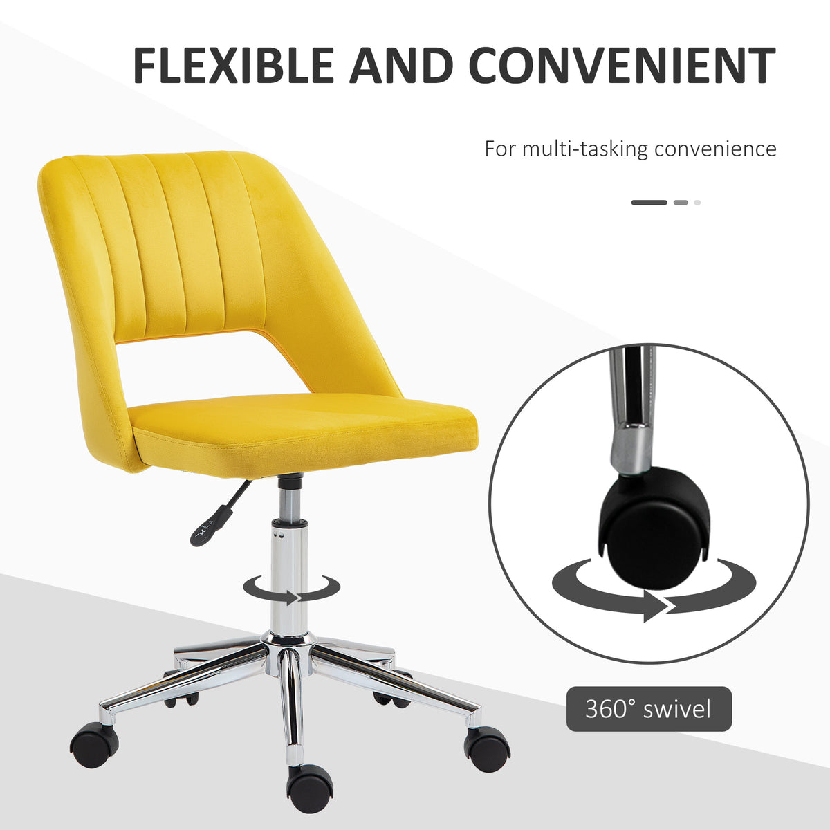 Mid Back Office Chair Velvet Fabric Swivel Scallop Shape Computer Desk Chair, Green – view 26