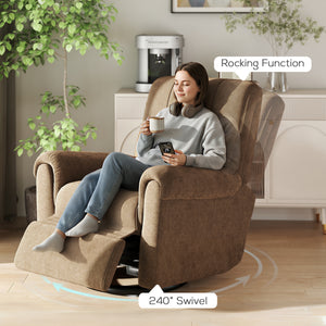 Power Recliner Chair, Fabric Upholstered Recliner Chair with USB Ports, Swivel and Rocking Function – view 19