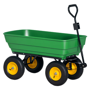 Garden Dump Cart Heavy Duty 440lbs Wagon with Steel Frame and 10'' Pneumatic Tires, Green – view 8