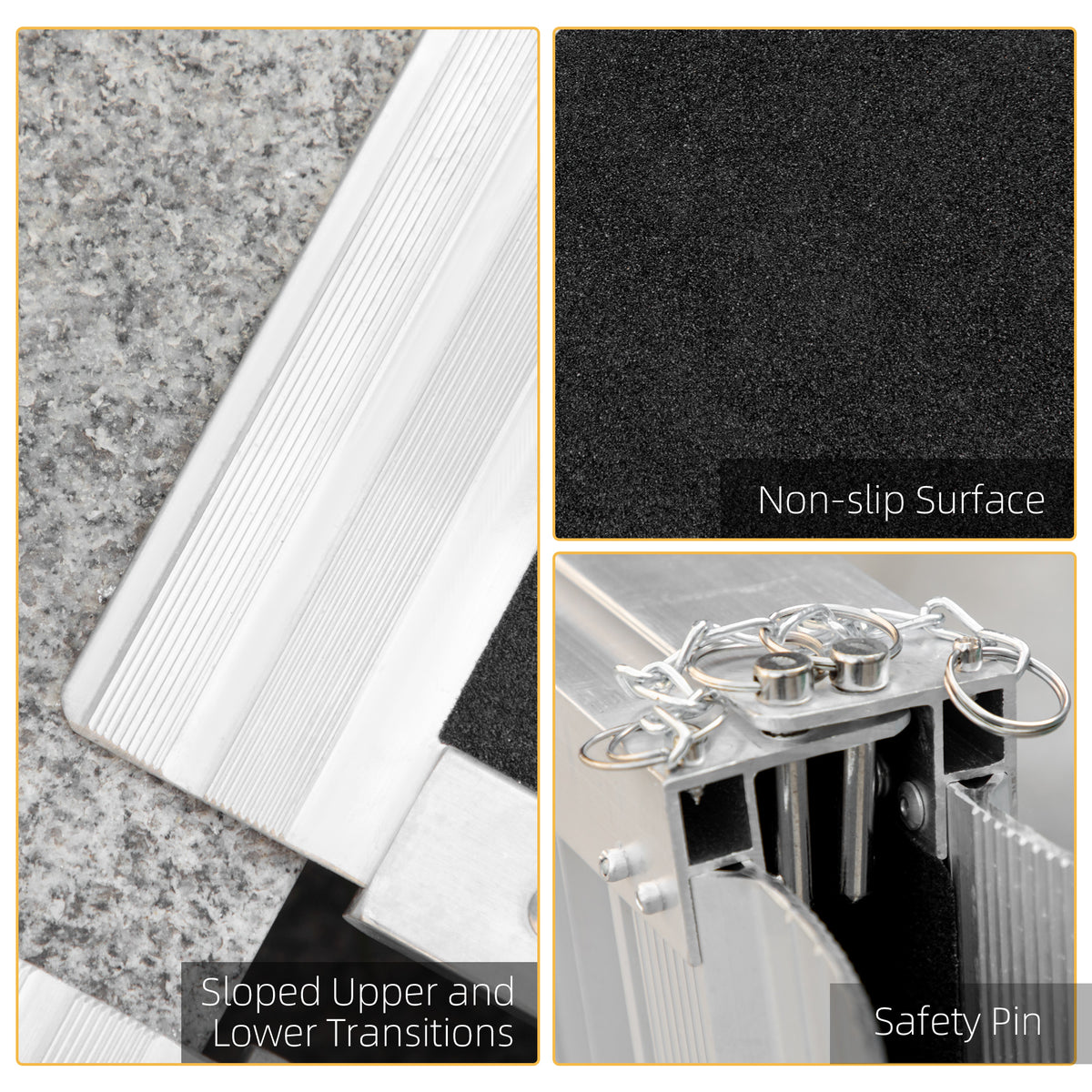 2' Portable Wheelchair Ramp Aluminum Threshold Mobility Single-fold for Scooter with Carrying Handle