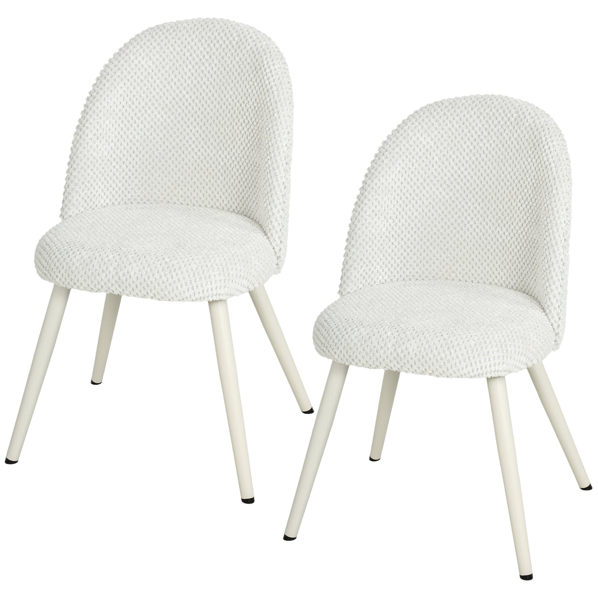 Dining Chairs Velvet Fabric Upholstered Kitchen Chairs Metal Legs Set of 2, Dining Room, Home, White