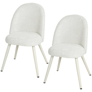 Dining Chairs Velvet Fabric Upholstered Kitchen Chairs Metal Legs Set of 2, Dining Room, Home, White