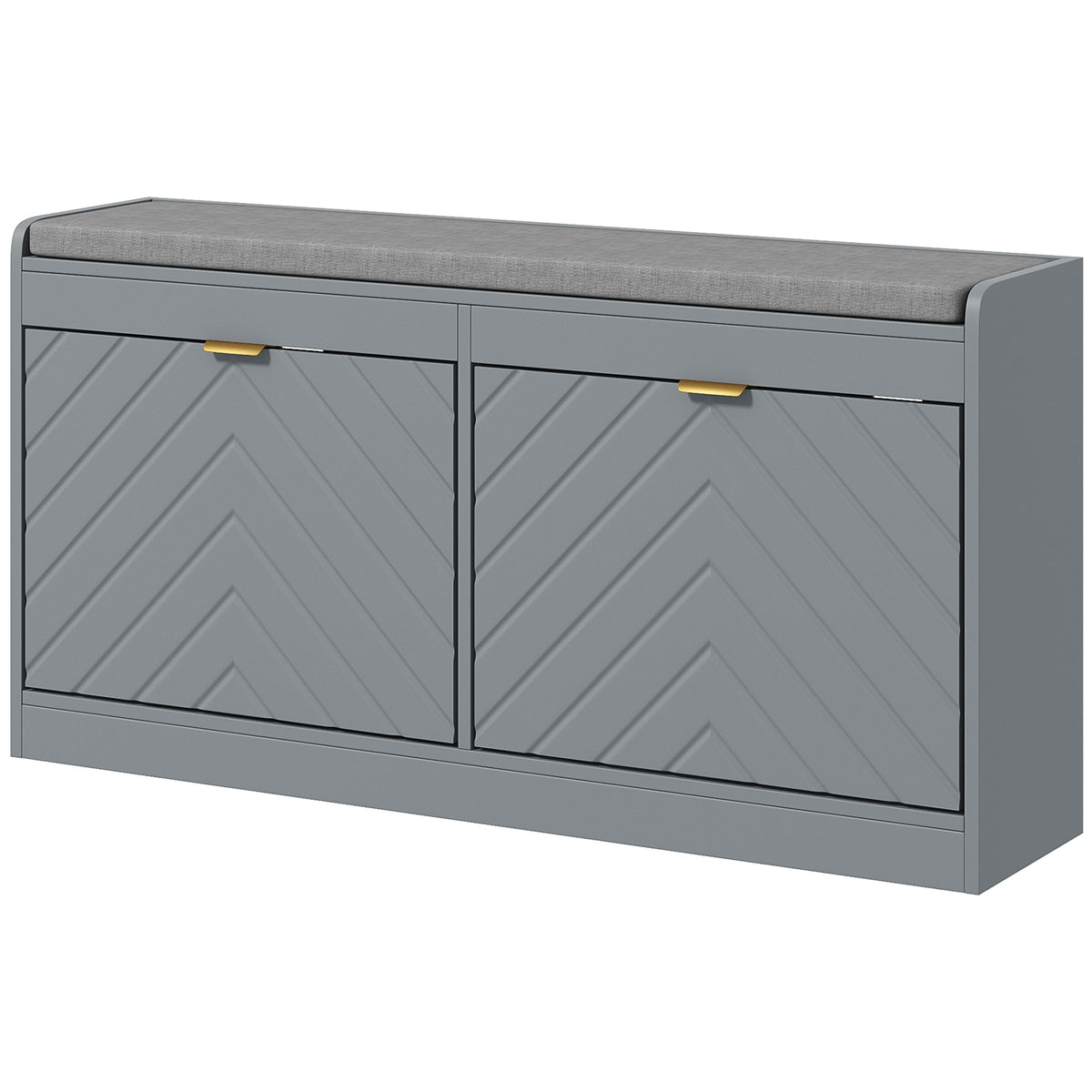 Shoe Storage with Seat, Upholstered Hallway Bench, Shoe Bench with 2 Flip Drawers and 4 Vents for 8 Pairs of Shoes