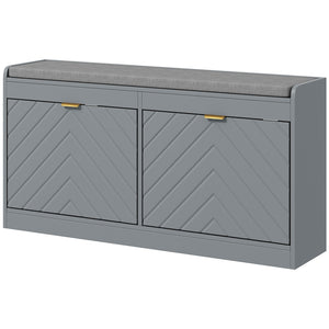 Shoe Storage with Seat, Upholstered Hallway Bench, Shoe Bench with 2 Flip Drawers and 4 Vents for 8 Pairs of Shoes