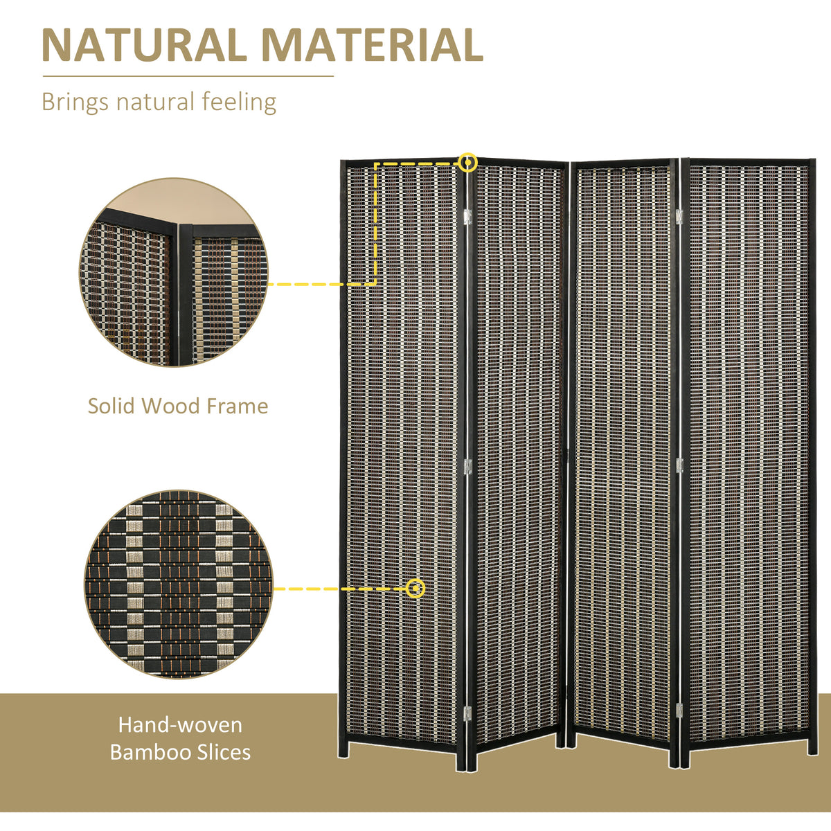 4 Panel Room Divider, 6 Ft Tall Indoor Portable Folding Privacy Screens – view 6