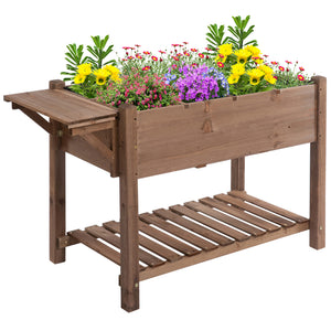 Raised Garden Bed with 8 Grids and Storage Shelf, Elevated Planter Box with Legs