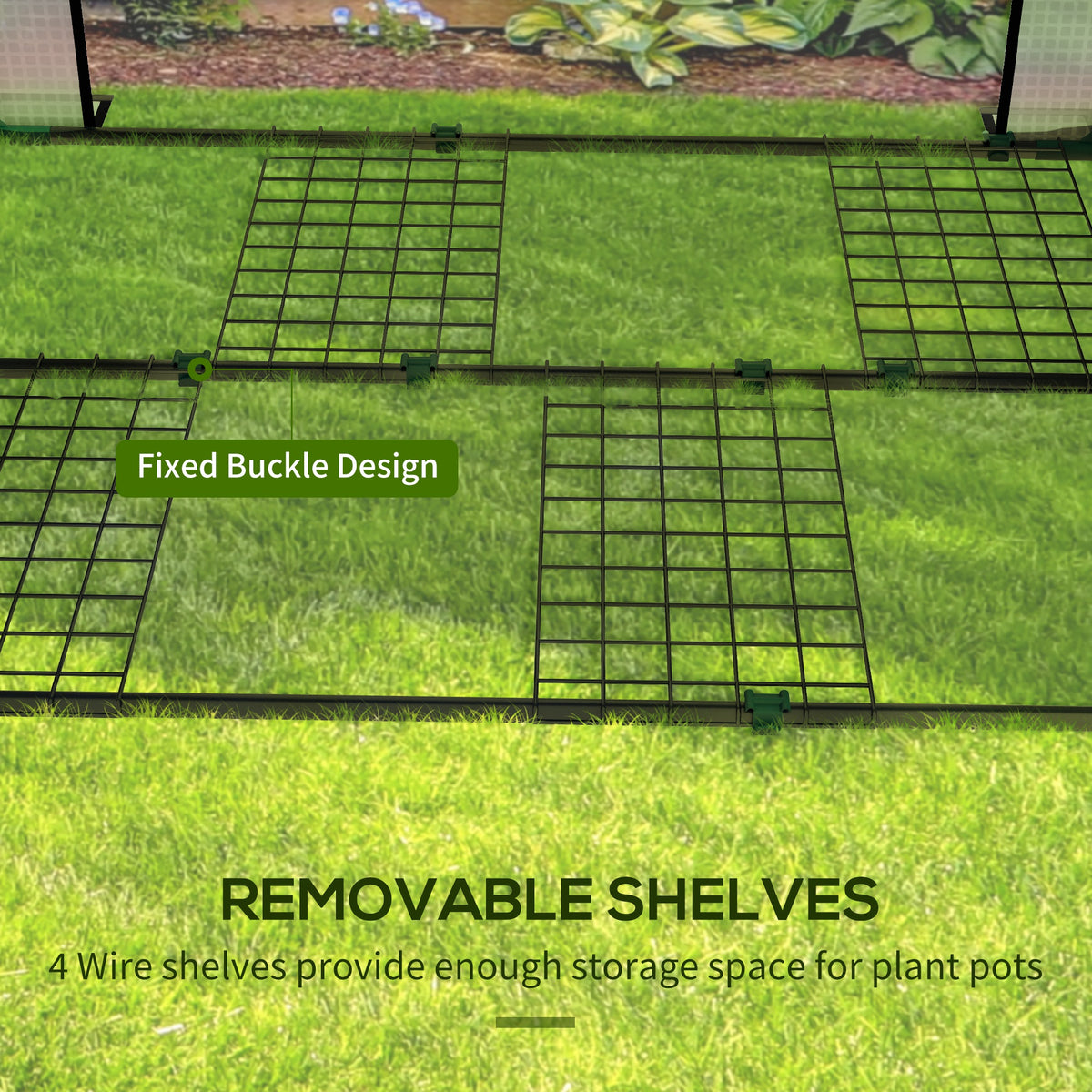 Mini Greenhouse with 4 Wire Shelves, Portable Tomato Greenhouse with Roll Up Door, 39.4" x 31.5" x 59.1", White