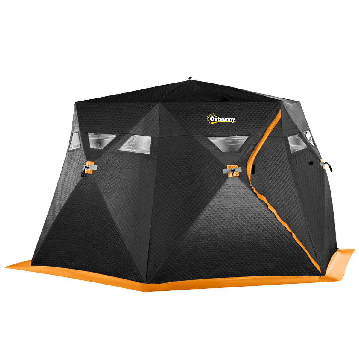 4 Person Insulated Ice Fishing Shelter, Pop-Up Portable Ice Fishing Tent with Carry Bag and Two Doors for