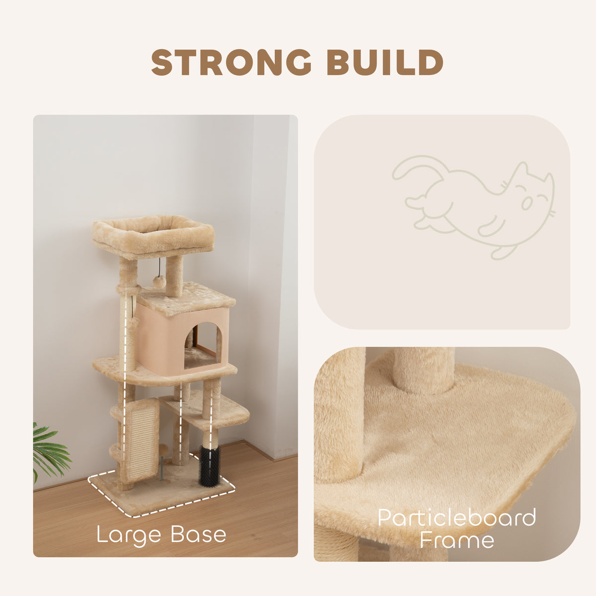 41 Inch Cat Tree with Scratching Posts, Cat Bed, Condo, Grooming Brush, Jumping Platforms, Toy Balls, Anti-tip Kit