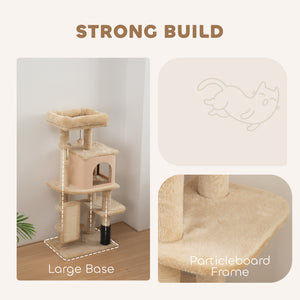 41 Inch Cat Tree with Scratching Posts, Cat Bed, Condo, Grooming Brush, Jumping Platforms, Toy Balls, Anti-tip Kit