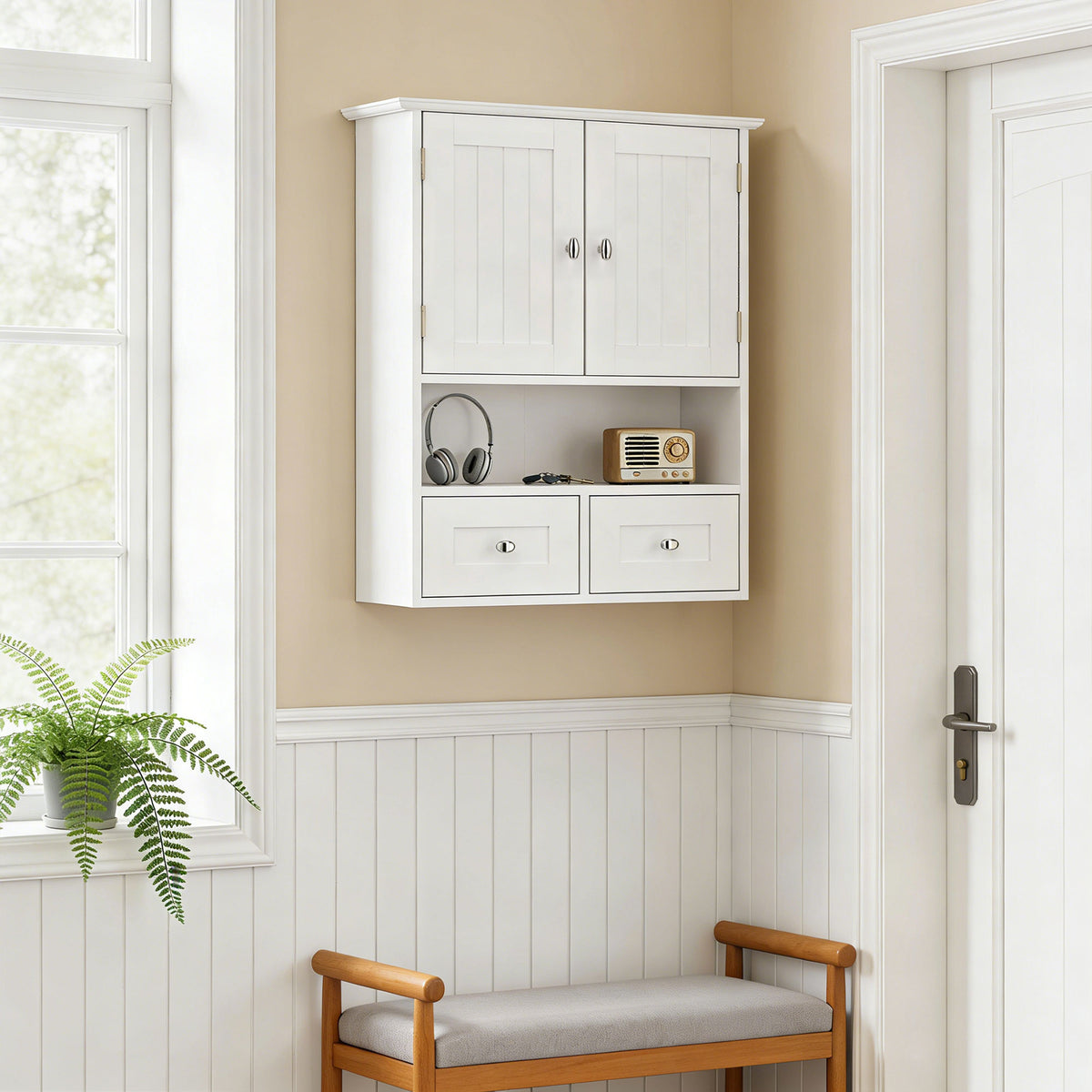 Bathroom Wall Cabinet, Medicine Cabinet, Over Toilet Storage Cabinet with Shelf and Drawers for Hallway – view 10