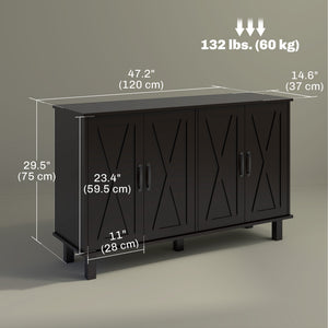 Kitchen Sideboard Cabinet with 4 Barn Doors and 2 Adjustable Shelves, Buffet Table for Living Room – view 2