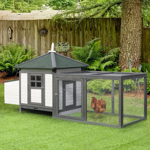 77" Chicken Coop Hen House Rabbit Hutch Poultry Cage Pen Outdoor Backyard with Nesting Box Run Natural – view 21