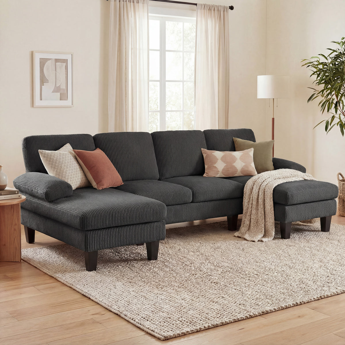 Sectional Sofa, U Shaped Couch with Double Chaise, Pillow-top Armrests and Spring Cushions – view 14