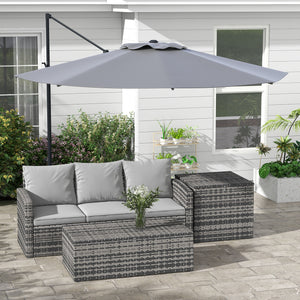 10 FT Cantilever Umbrella, Aluminum Hanging Offset Umbrella with 360°Rotation, Crank, Tilt, Cross Base, Grey