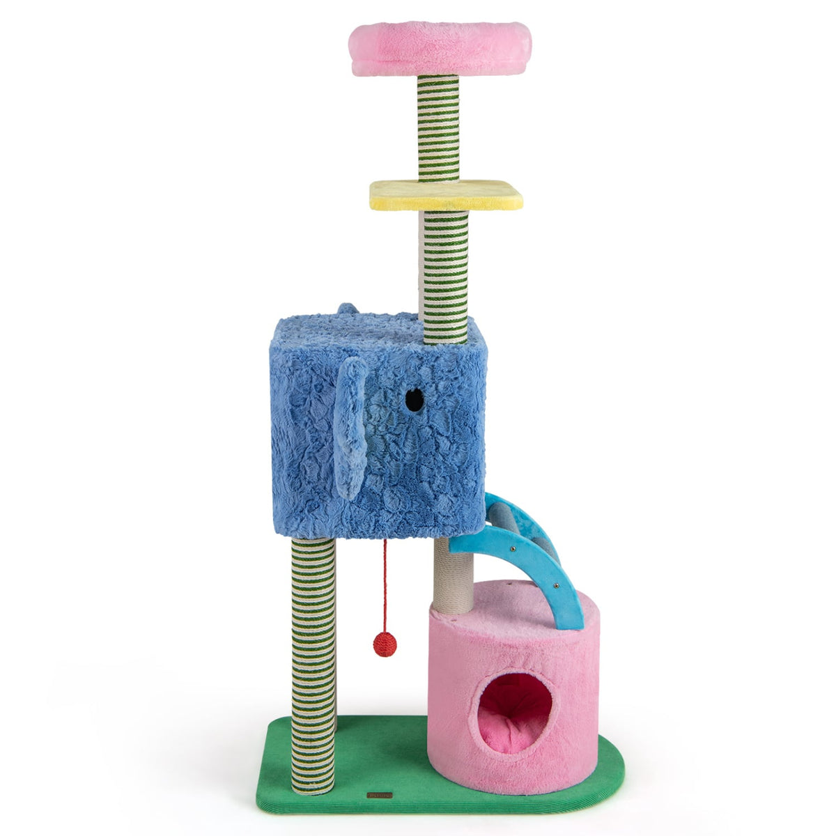 Elephant Themed Cat Tree for Adult Cats Multi-level Kitty Tower with 2 Condos-Blue view 6