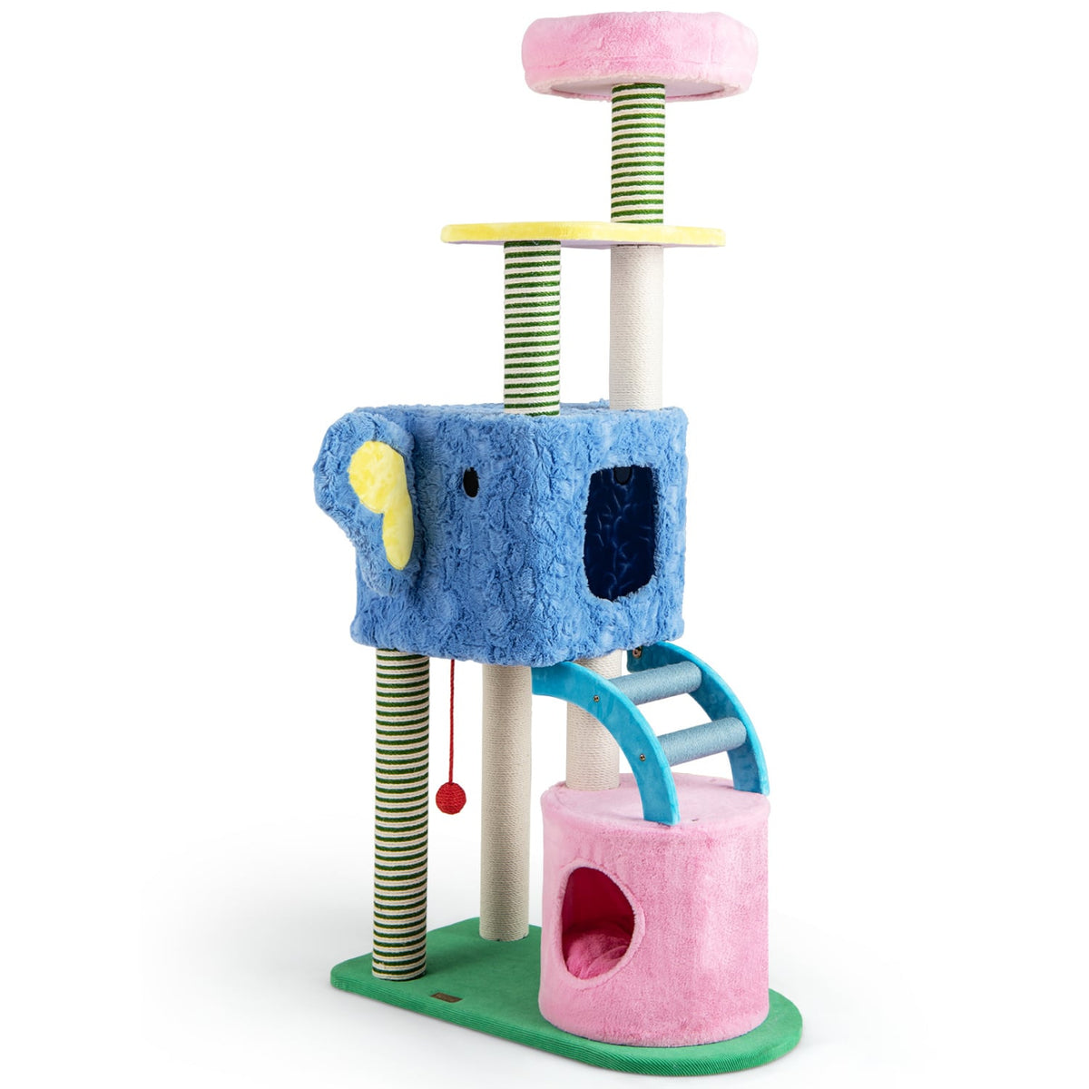 Elephant Themed Cat Tree for Adult Cats Multi-level Kitty Tower with 2 Condos-Blue view 7