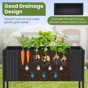 Elevated Garden Planter with Rattan Finish Bottom Shelf-Black view 6