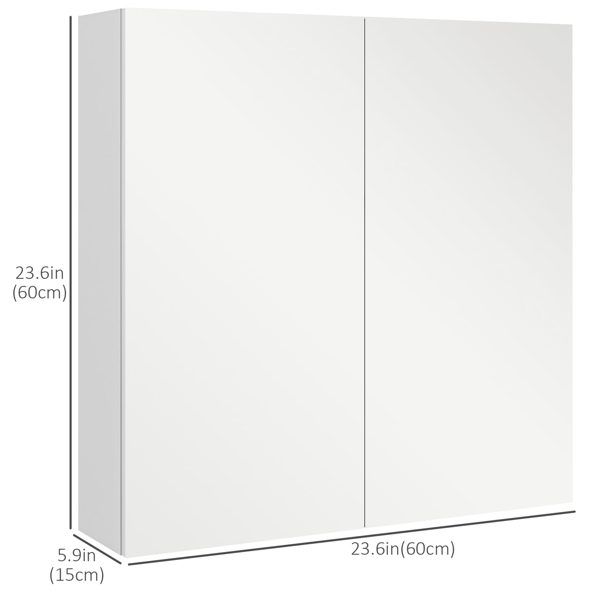 24" x 24" Medicine Cabinet, Wall Mounted Bathroom Mirror Cabinet with Mirrored Doors, Adjustable Shelves and Soft Close Mechanism, High Gloss White
