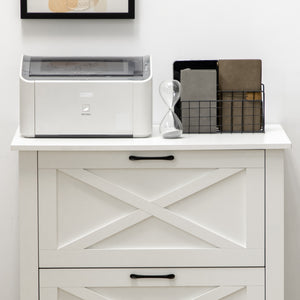 Vertical File Cabinet with Hanging Bars for A4 Size for Home Office, 29.9"x 19.7"x 30.3", White