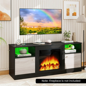 Entertainment Center with Adjustable Shelf & Open Compartment for 65” TVs-Black view 2