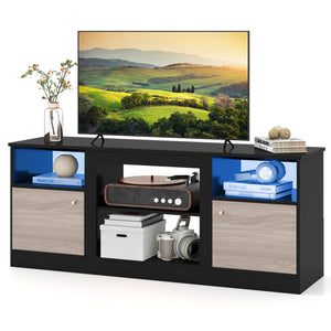 Entertainment Center with Adjustable Shelf & Open Compartment for 65” TVs-Black