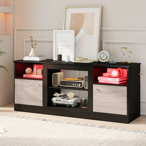Entertainment Center with Adjustable Shelf & Open Compartment for 65” TVs-Black view 6