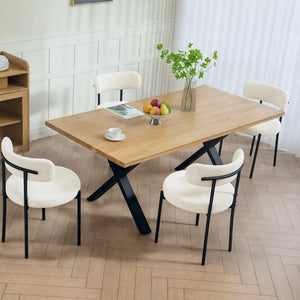 4 Pieces Kitchen Chairs, Modern Dining Chairs w/ Corduroy Upholstery and Steel Legs for Living Room, Beige