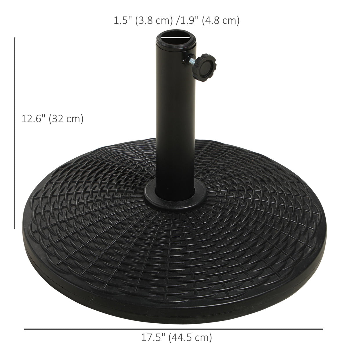 25 lbs Market Umbrella Base Holder 17.5" Round Parasol Stand with Rattan Design for Patio, Outdoor, Backyard, Black