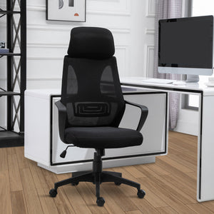 Mesh Office Chair with Up&Down Headrest, Ergonomic Computer Desk Chair with Adjustable Tilt Angle, Height Adjustable Swivel Seat with Lumbar Support for Office, Black