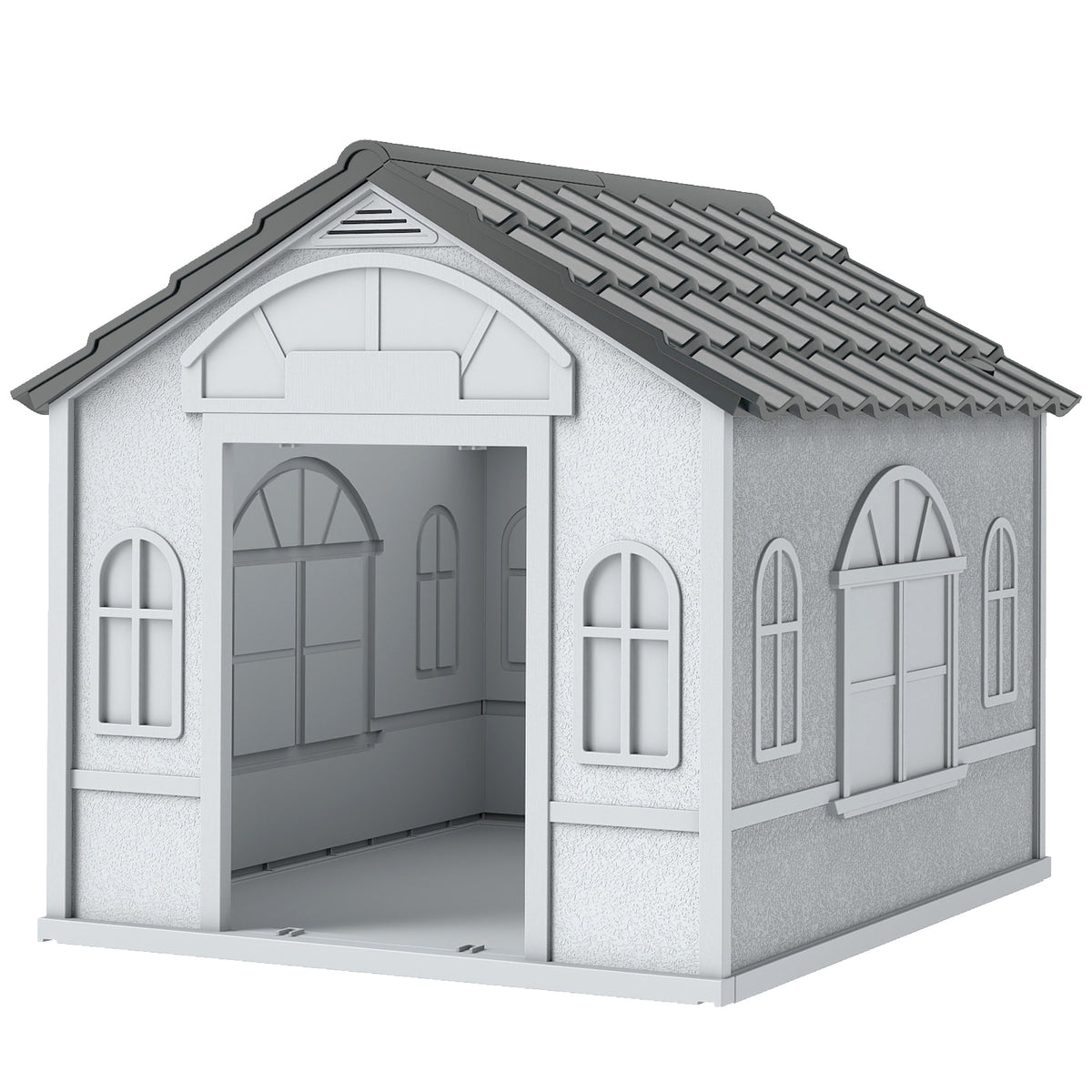 26" Plastic Dog House Outdoor with Air Vents, for Small Medium Dogs, Blue – view 8