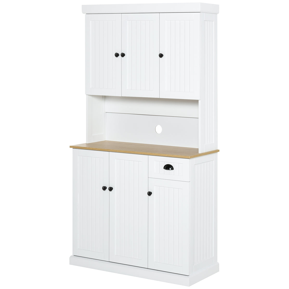 71" Kitchen Pantry Buffet with Hutch Storage Cabinet Microwave Oven Stand with Drawer, Black – view 8