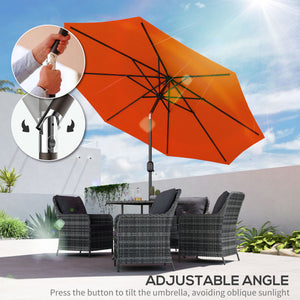 10' x 8' Round Market Umbrella, Patio Umbrella with Crank Handle and Tilt, Outdoor Parasol for Garden, Blue – view 47