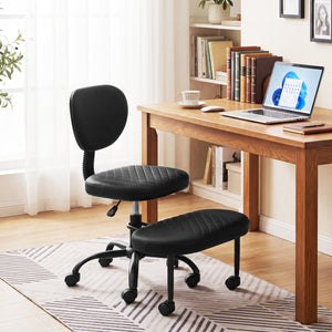 Ergonomic Cross Legged Office Chair with Height-Adjustable Seat - Black view 2