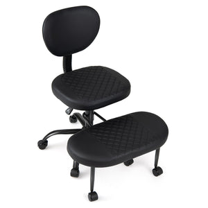 Ergonomic Cross Legged Office Chair with Height-Adjustable Seat - Black