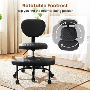 Ergonomic Cross Legged Office Chair with Height-Adjustable Seat - Black view 7