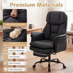 Ergonomic Cross Legged Office Chair Big and Tall Executive Chair with Retractable Footrest-Black view 7