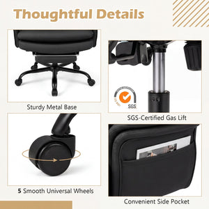Ergonomic Cross Legged Office Chair Big and Tall Executive Chair with Retractable Footrest-Black view 8
