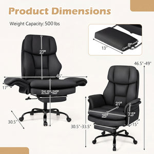 Ergonomic Cross Legged Office Chair Big and Tall Executive Chair with Retractable Footrest-Black view 4