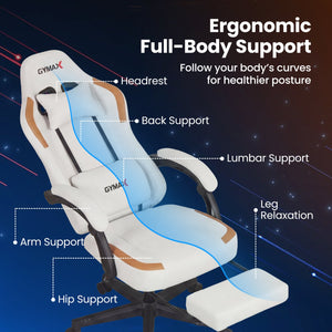 Ergonomic Video Game Chair with Headrest for Home Office-Beige view 8