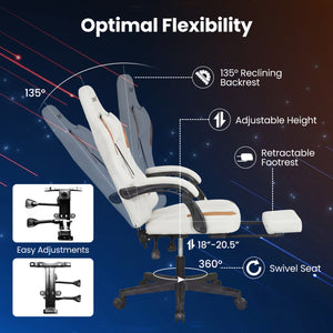 Ergonomic Video Game Chair with Headrest for Home Office-Beige view 9