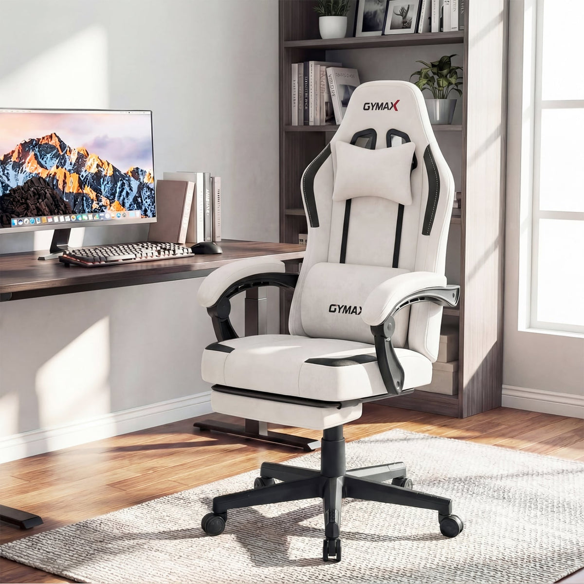 Ergonomic Video Game Chair with Headrest for Home Office-Gray view 2
