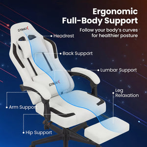 Ergonomic Video Game Chair with Headrest for Home Office-Gray view 8