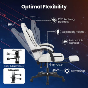 Ergonomic Video Game Chair with Headrest for Home Office-Gray view 9
