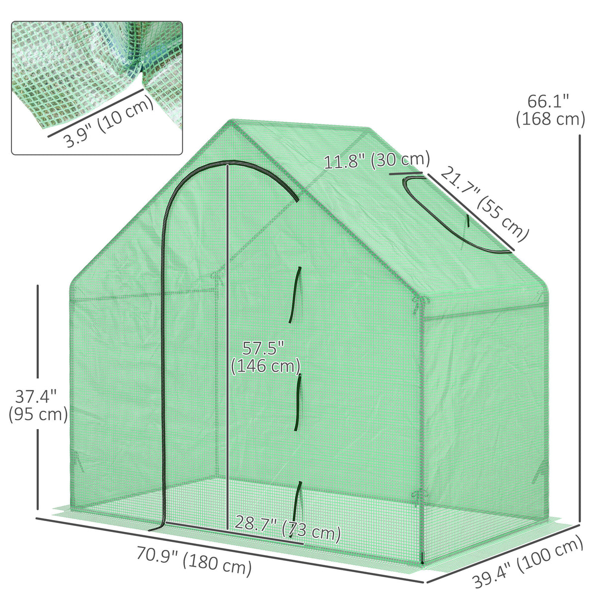 6'x3.3'x5.5' Walk-in Garden Greenhouse with Door and Window, Portable Mini Greenhouse for Plants Flowers Herbs, Steel Outdoor Hot House Growing Tent, Clear Plastic Cover