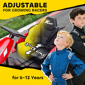 Qaba 24V Electric Go Kart with Dual 150W Motors, Adjustable Seat & 11.2MPH High Speed, Slow Start, 5-Point Harness