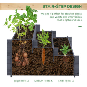 3-Tier Wood Raised Garden Bed, 47.2" x 39.4" x 21.3" Elevated Planting Box, Outdoor Vegetable Flower Container, Herb Garden Indoor Kit, Natural